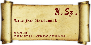 Matejko Szulamit névjegykártya